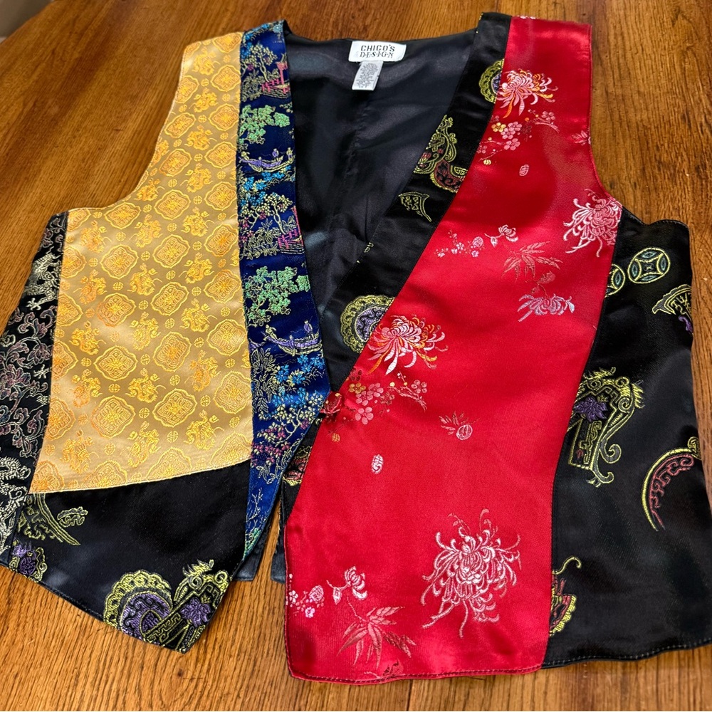 Vintage Chico’s Design Patchwork Brocade Vest Asi… - image 6